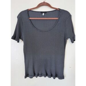 Krizia Maglia Jeans- Silk Blend Knit‎ T Shirt Navy Size 10 US Stretchy